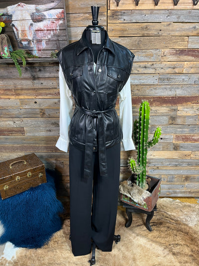 Marco Vegan Leather Tie Waist Vest