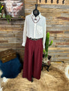 Amador Striped High Waist Wide Leg Pant - Burgundy