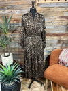 Animal Print Chiffon Button Down Mid Dress