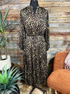 Animal Print Chiffon Button Down Mid Dress