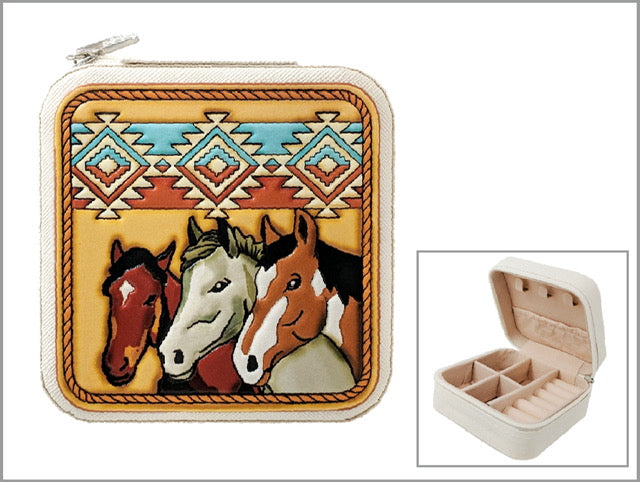 Wild West Tooled Leather Travel Jewelry Box