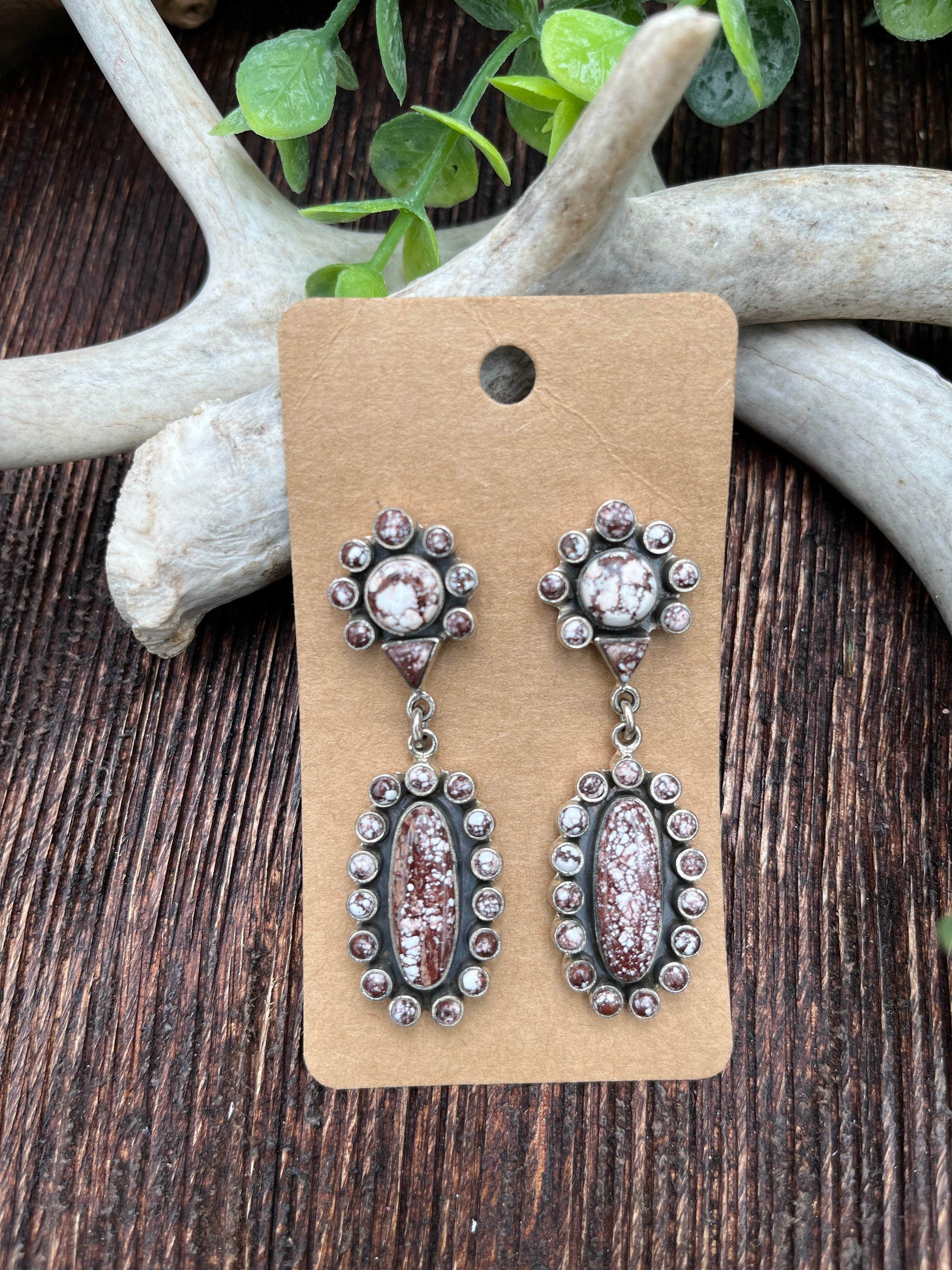 Mandevilla Wild Horse Magnasite Oval Cluster Earrings