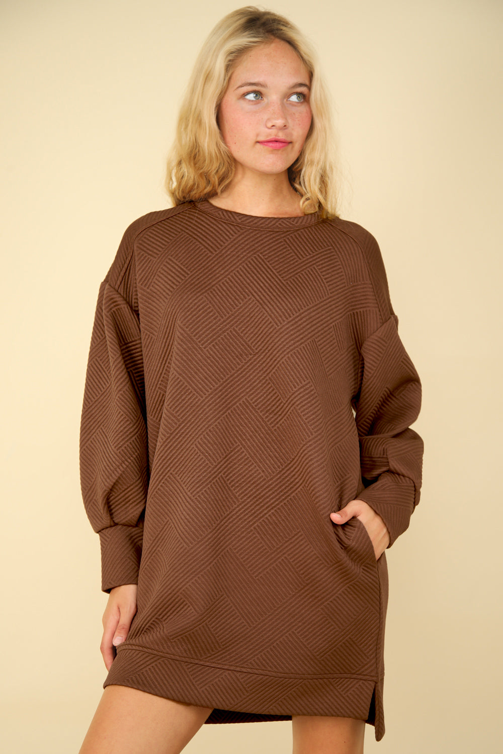 Valerie Long Sleeve Textured Dress