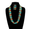 Addison 12 Strand Seed Bead Necklace & Earrings - Turquoise Multi