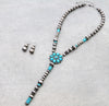 Concord Fashion Concho Lariat Necklace & Earrings - Turquoise