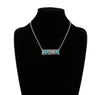 Henley Fashion Silver Stamped Bar Necklace With Turquoise Accents