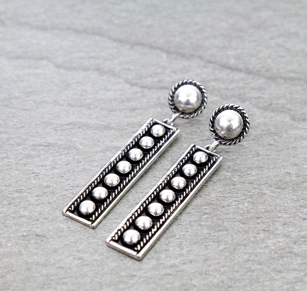 Josie Silver Studded Rectangle Earrings