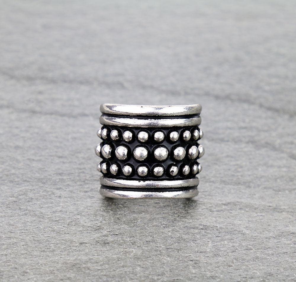 Josie Wide Studded Silver Fashion Stretch Ring