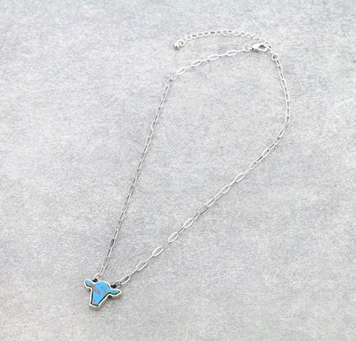 Bessie Agate Cow Head Fashion Necklace - 16"