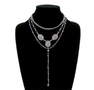Amy 4 Layer Navajo Rhinestone Concho Y Necklace
