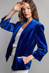 Velvet Ruched Sleeve Blazer