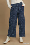 Western Graphic Corduroy Blue Pants