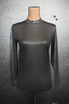 Leddy Long Sleeve Leather Top - Midnight