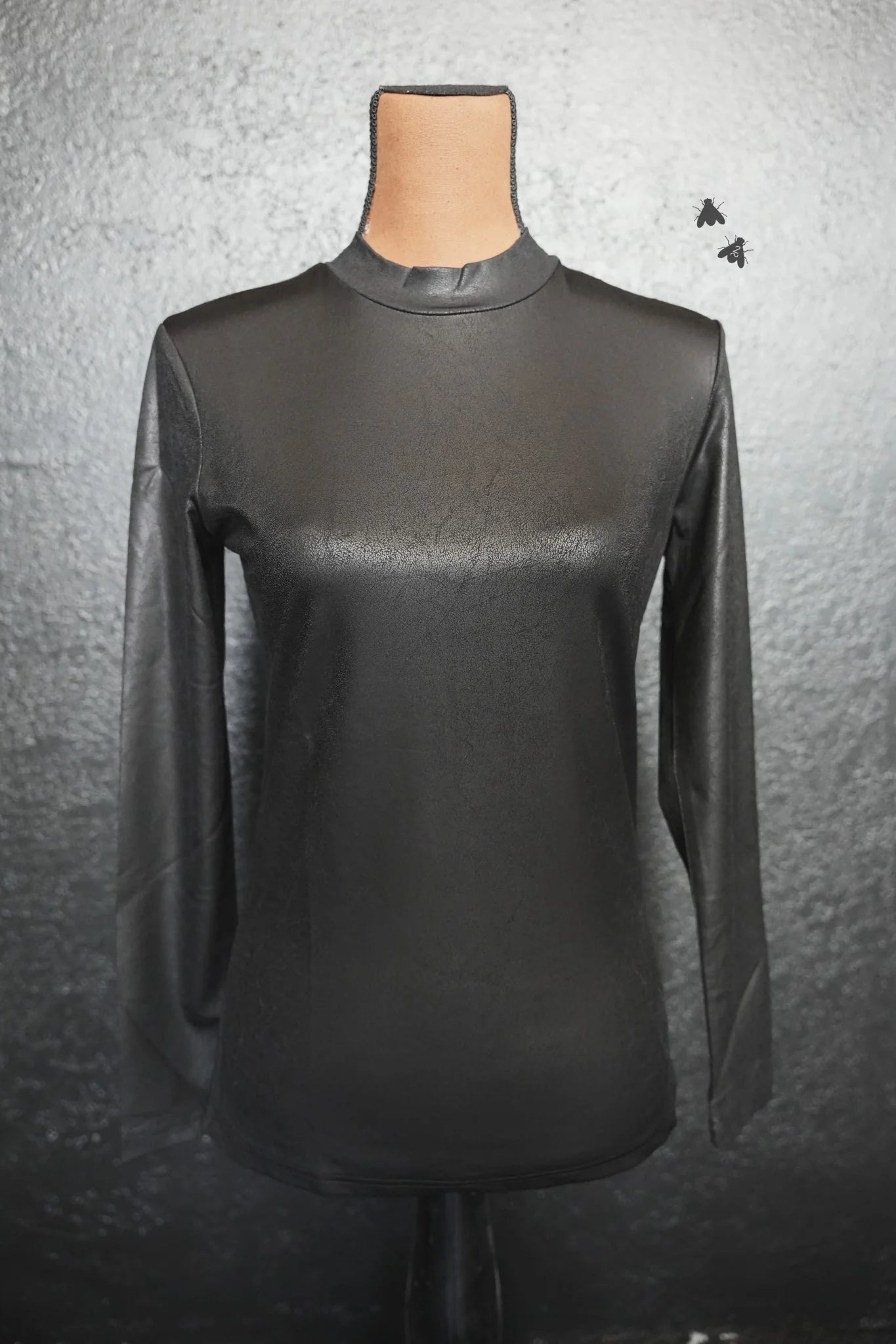 Leddy Long Sleeve Leather Top - Midnight