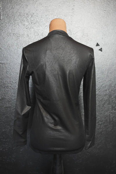 Leddy Long Sleeve Leather Top - Midnight