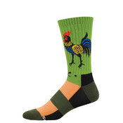 Folk Art Rooster Green Men's Socks