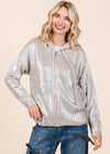 Alvord Metallic Knit Zip Up Hoodie Jacket