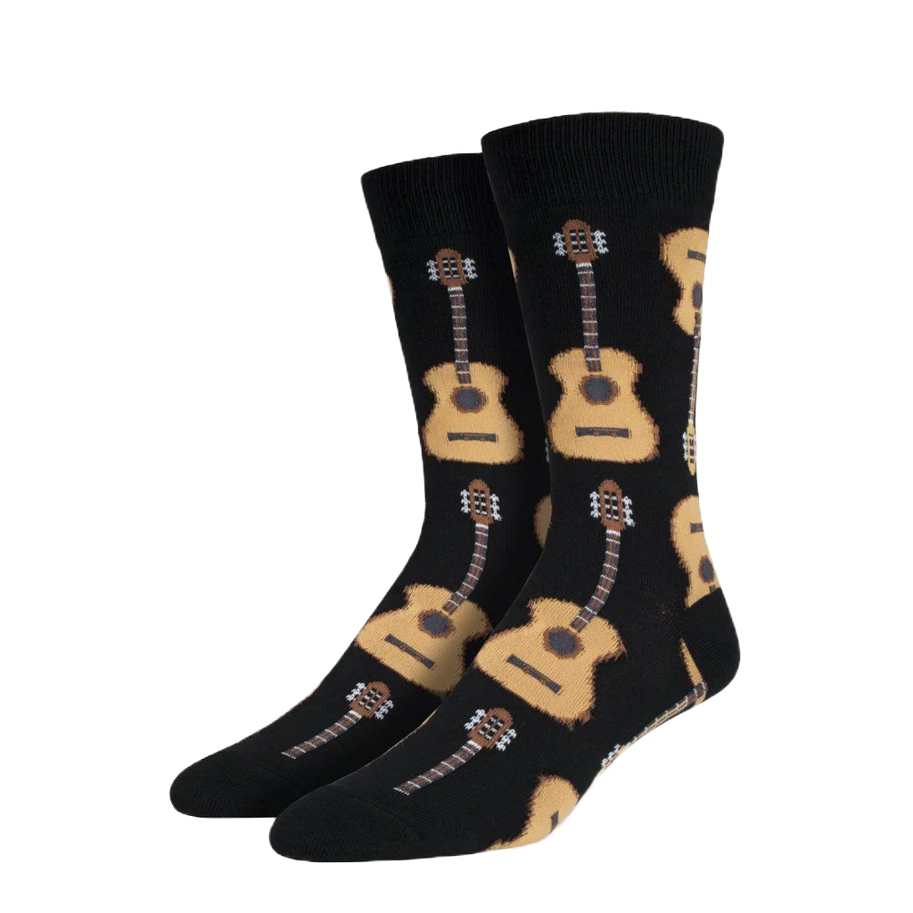 Men's Guitar Cotton Crew Sock - Black