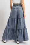 Finn Snow Washed Tiered Wide Leg Pants