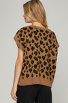 Hailee Leopard V-Neck Sweater - Mocha