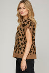 Hailee Leopard V-Neck Sweater - Mocha