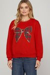 Gia Christmas Plaid Bow Knit Top