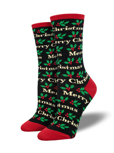 Merry Christmas Socks - Black