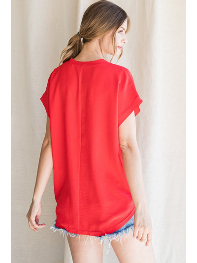 LIbby Short Sleeve V-Neck Blouse