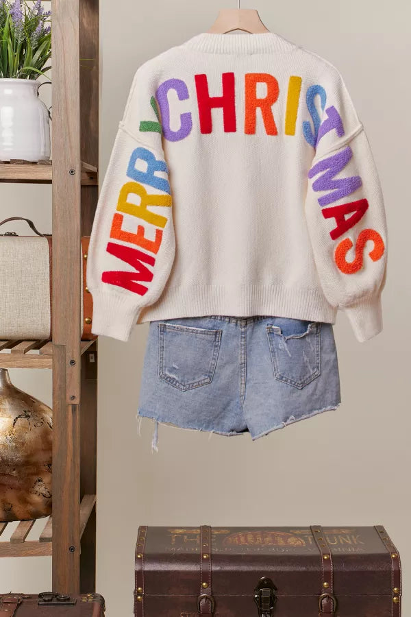 Merry Christmas Chenille Letters Sweater