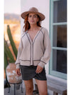 Kayla 2 Tone Cardigan With Piping Detail