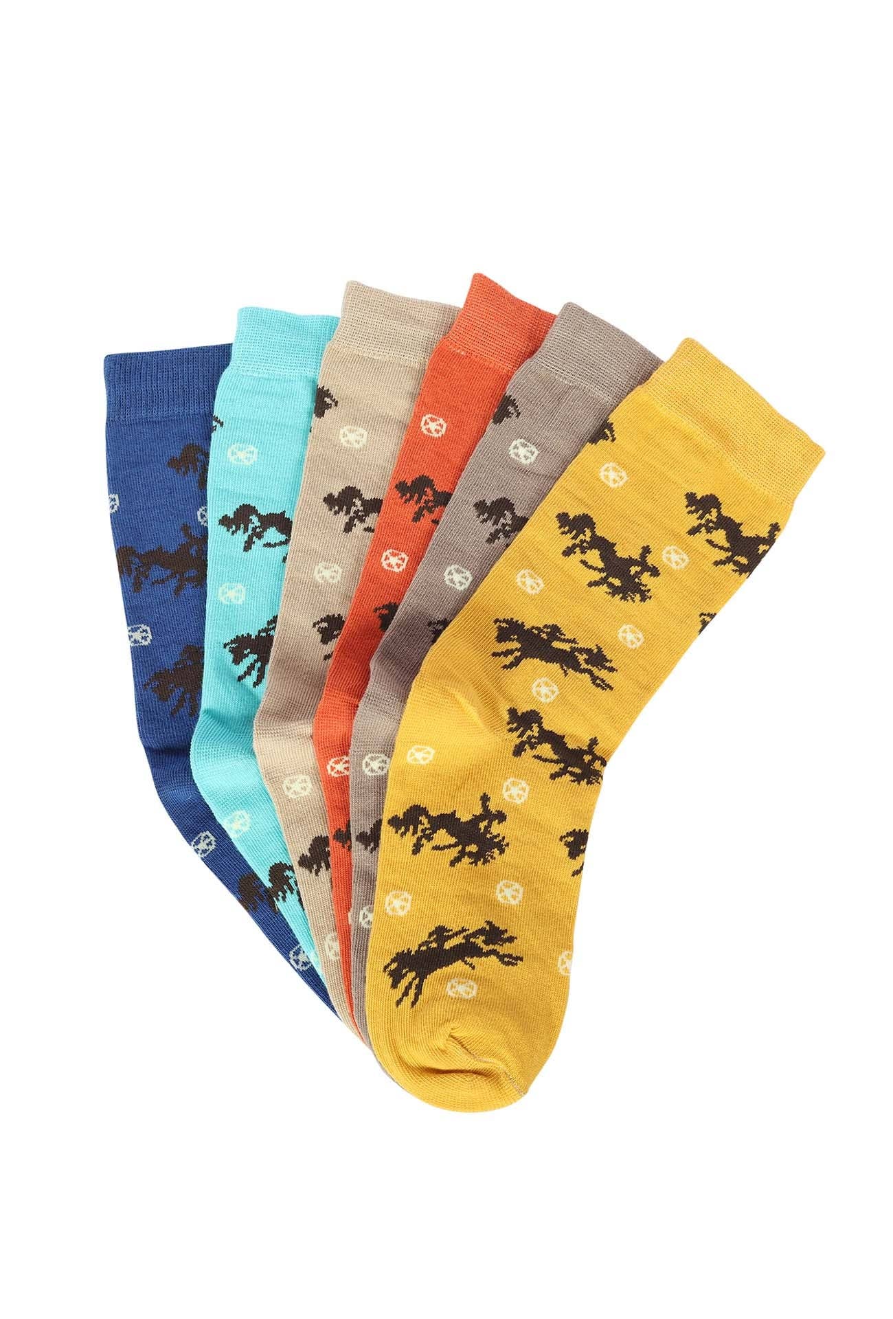 Lila Bucking Horses Socks