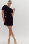 Libby Black Velvet Puff Sleeve Mini Dress