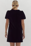 Libby Black Velvet Puff Sleeve Mini Dress