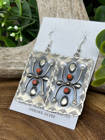 Corrie Sterling Silver Spiny Rectangle Stamped Earrings