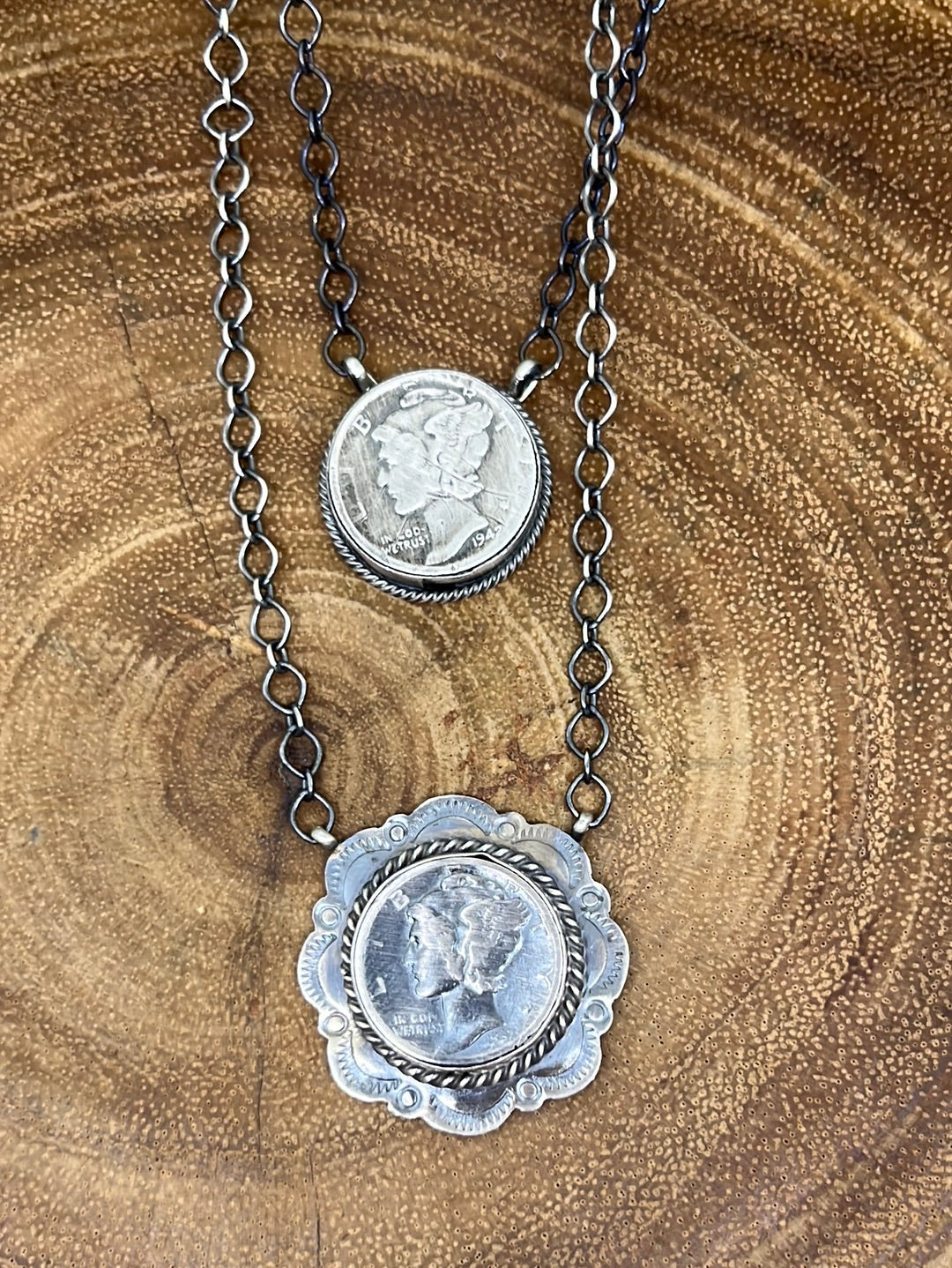 Fair Isles Sterling Link Chain With Center Liberty Coin - 18