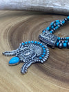 Tonopah 3 Strand Navajo & Turquoise Necklace with Indian Pendant