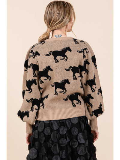 Running Horses Sweater - Taupe