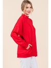 Felicity Textured Mock Neck Top - Red