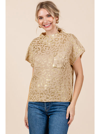 Metallic Leopard Print Sleeveless Top