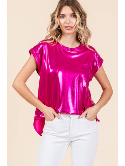 LIbby Short Sleeve Metallic Top