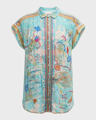 Johnny Was Dionne Button Down Blouse- Waterscape