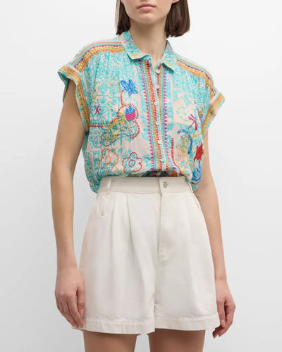 Johnny Was Dionne Button Down Blouse- Waterscape