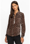 Johnny Was Smocked Cuff Western Shirt - OG Leopard