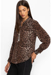 Johnny Was Smocked Cuff Western Shirt - OG Leopard