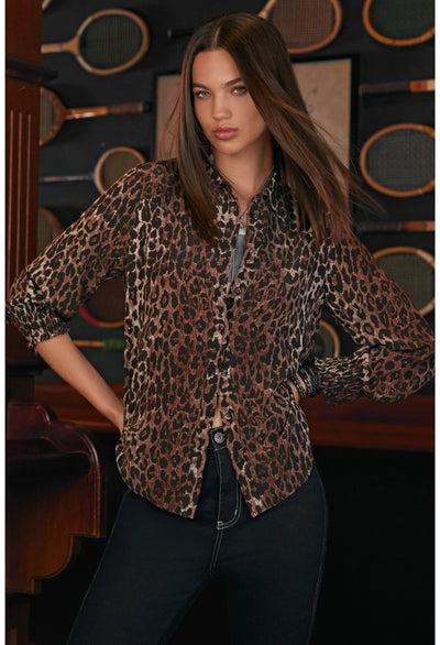 Johnny Was Smocked Cuff Western Shirt - OG Leopard