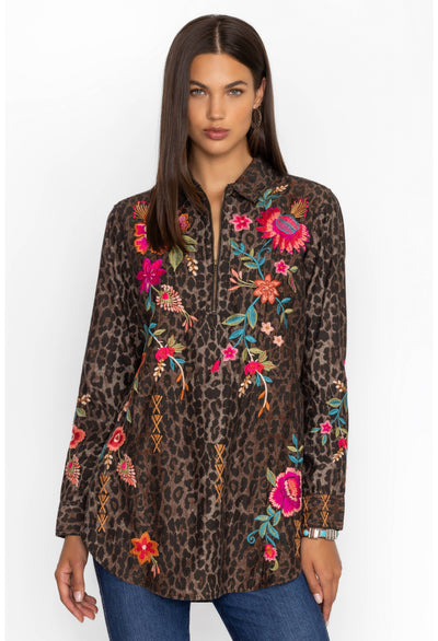 Johnny Was Nylah Zip Up Tunic - OG Leopard