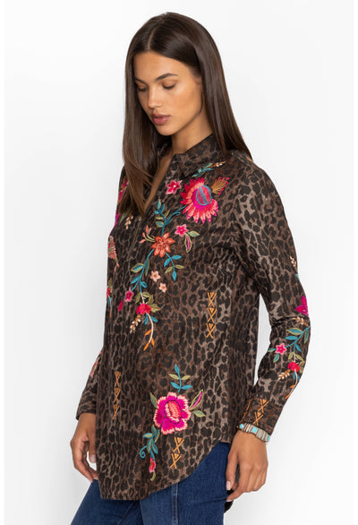 Johnny Was Nylah Zip Up Tunic - OG Leopard