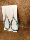 Maya Varied Navajo Fish Hook Earrings With Turquoise - 3"