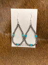 Maya Varied Navajo Fish Hook Earrings With Turquoise - 3"