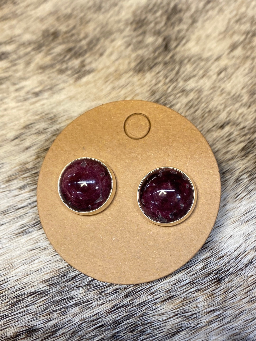 Bronte Round Sterling Purple Spiny Stud Earrings